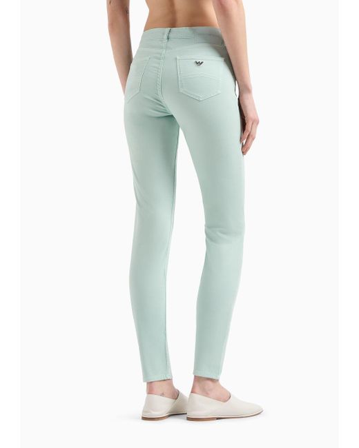Jeans J18 Vita Alta E Gamba Skinny In Tessuto Stretch Tinto Capo di Emporio Armani in Green