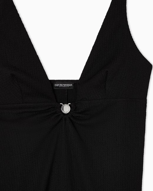 Emporio Armani Black Textured Lycra Beachwear Dress