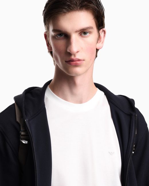 Emporio Armani White Travel Essential Lyocell-Blend Jersey T-Shirt for men