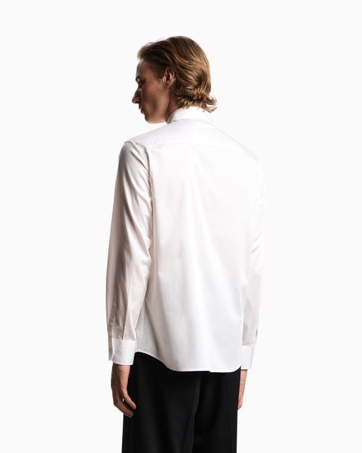 Emporio Armani White Stretch Pima Cotton Shirt for men