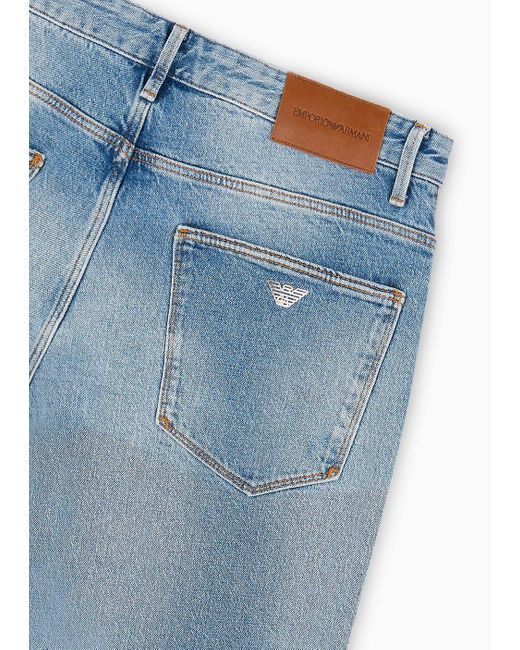 Emporio Armani Blue J06 Slim-fit, Worn-look, Stretch-denim Jeans for men