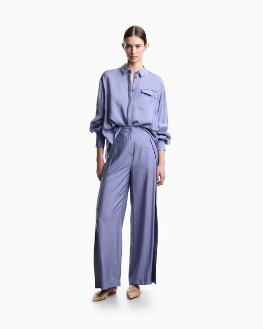 Emporio Armani Blue Wide-Leg Trousers