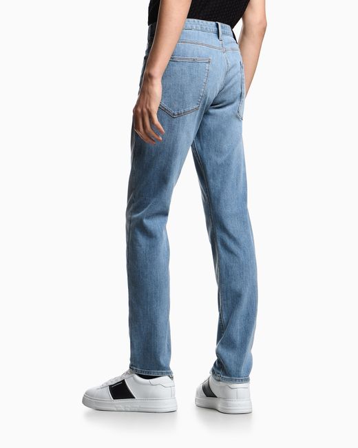 Emporio Armani Blue J06 Slim-Fit, Washed, 11.5-Oz Comfort-Denim Jeans for men