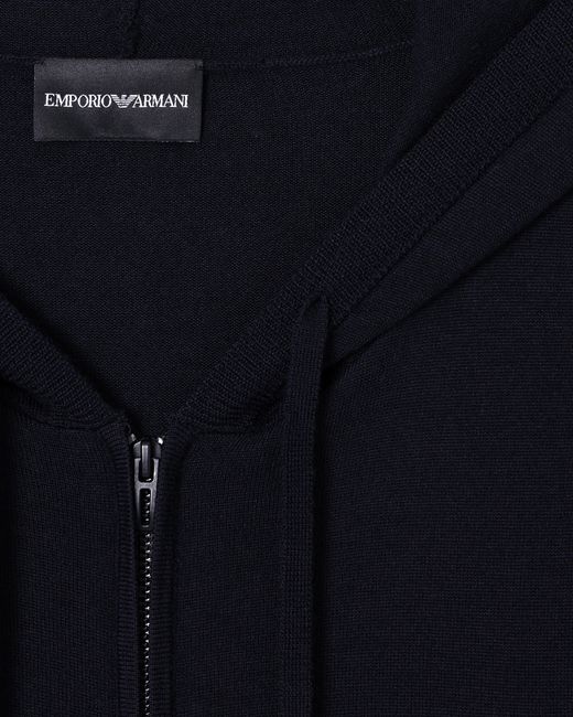 Emporio Armani Blue Travel Essential Zip-Up Hooded Cardigan for men
