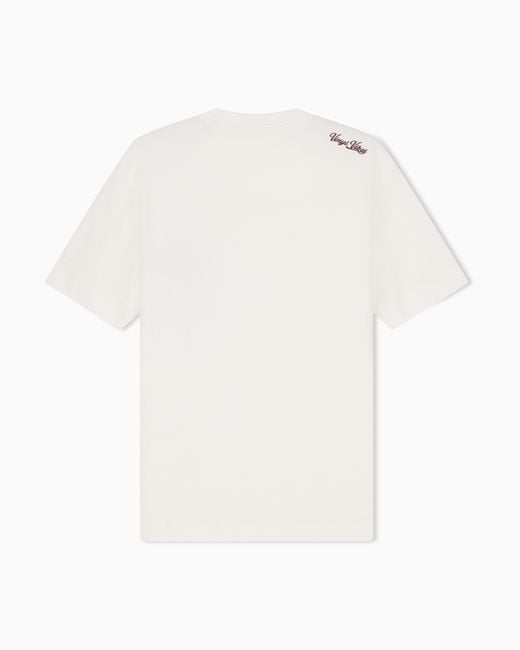 Emporio Armani White Heavy Jersey T-Shirt With Embroidered Logo Patch for men