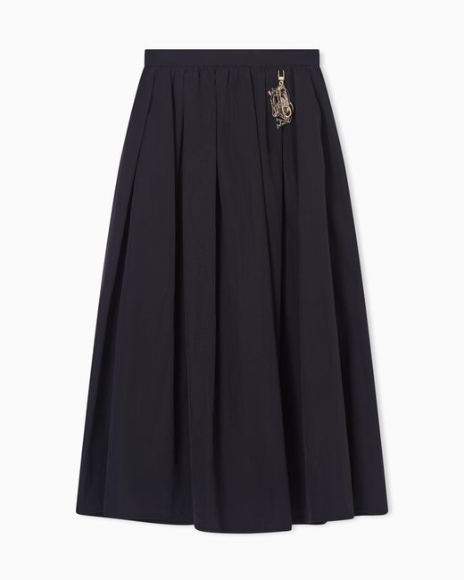 Emporio Armani Blue Lunar New Year Nylon Taffeta Pleated Long Skirt