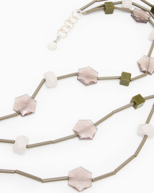 Emporio Armani White Mehrsträngige Halskette Mit Geometrischen Elementen