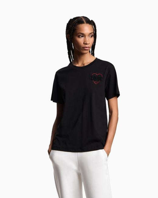 Emporio Armani Black Asv Valentine's Day Capsule Collection Jersey T-Shirt