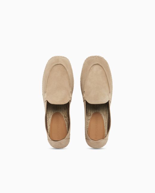 Emporio Armani White Velour Suede Espadrilles for men