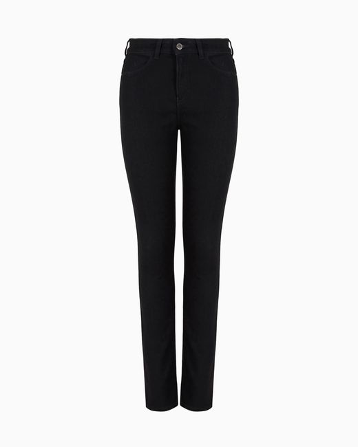 Vaqueros J20 De Cintura Alta Y Pernera Superajustada En Denim Elástico Emporio Armani de color Black