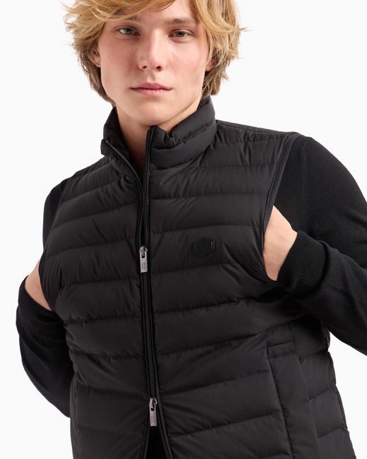 Doudoune Sans Manches Entièrement Zippée En Nylon Matelassé Avec Écusson Logo Aigle Emporio Armani pour homme en coloris Black