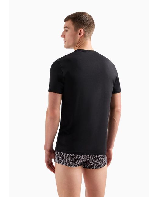 Emporio Armani 2er-pack Loungewear T-shirts Mit Mittigem Logoband in Black für Herren