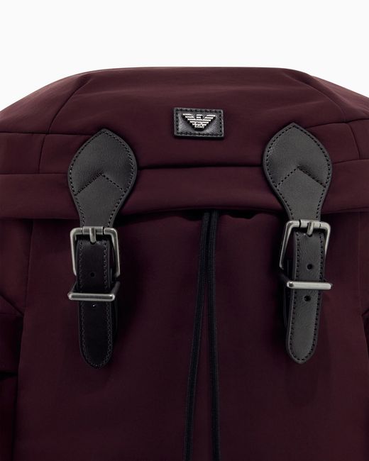 Emporio Armani Purple Backpack With Side Pockets And A Top Flap With Metal Buckles for men
