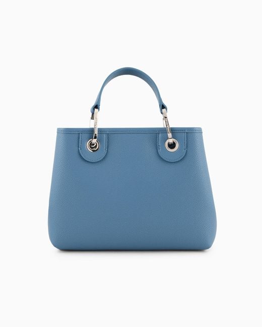 Emporio Armani Blue Small Myea Shopper Bag With Deer Print