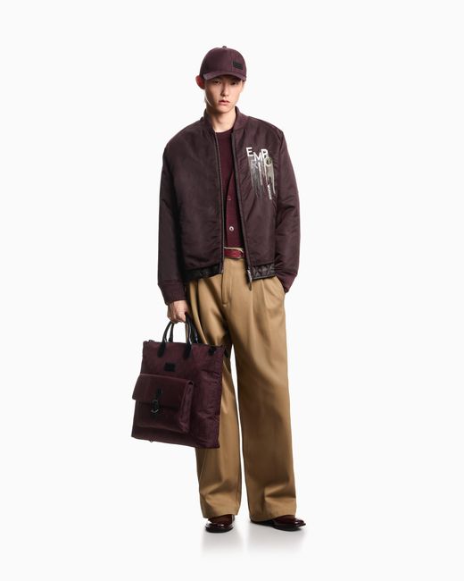 Emporio Armani Purple Baseball Hat With An Embossed Logo Pattern And A Patch for men