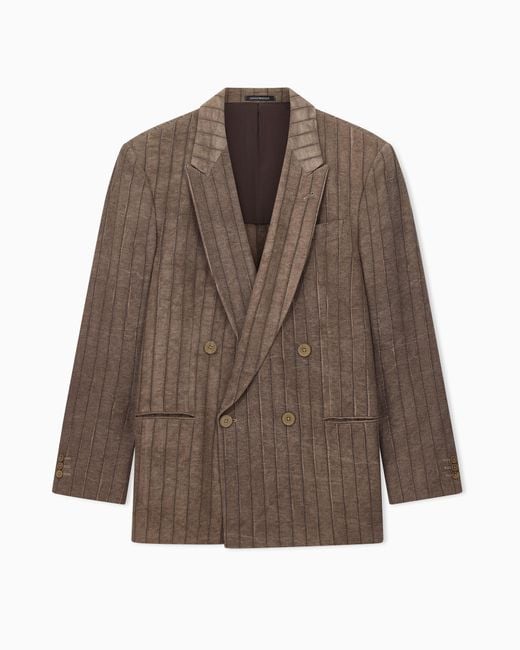 Emporio Armani Brown Double-Breasted Jacket for men