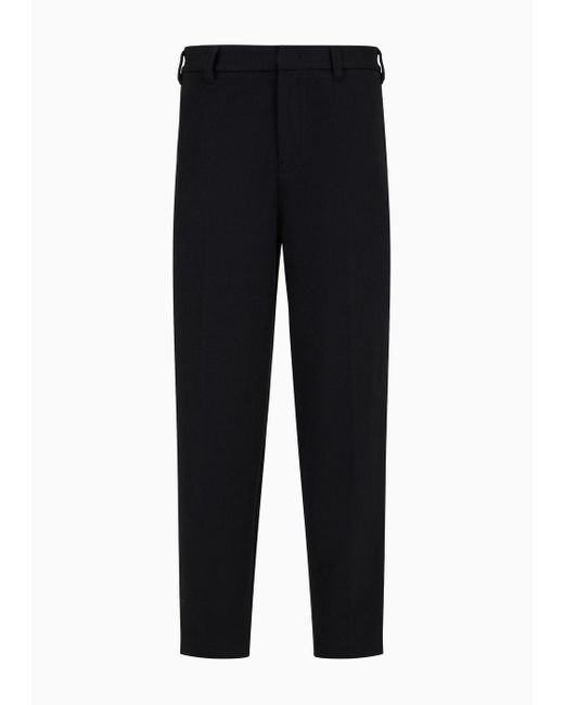 Emporio Armani Black Piqué Jersey-fleece Trousers for men