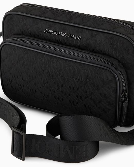 Emporio Armani Black Nylon Bag With An All-Over Jacquard Eagle Motif Essential for men