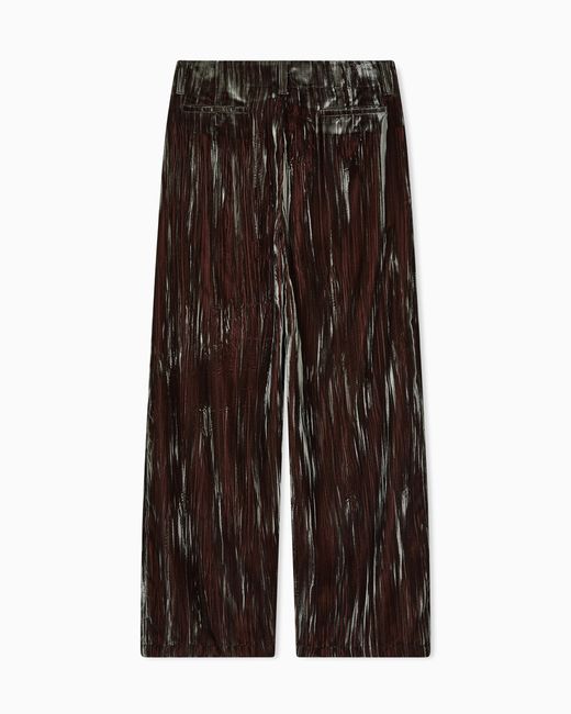 Emporio Armani Brown Iridescent Froissé Velvet Trousers for men