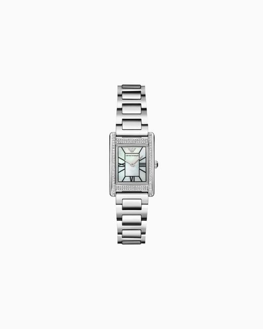 Emporio Armani White Two-Hand Stainless Steel Watch