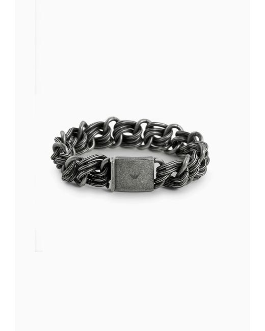 Emporio Armani Black Stainless Steel Chain Bracelet for men