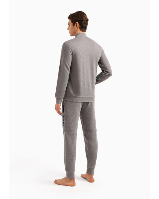 Survêtement De Détente Avec Sweat-shirt Entièrement Zippé À Bande Logotypée Emporio Armani pour homme en coloris Gray