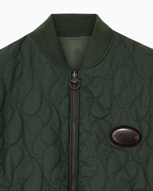 Emporio Armani Green Reversible Bomber Jacket for men