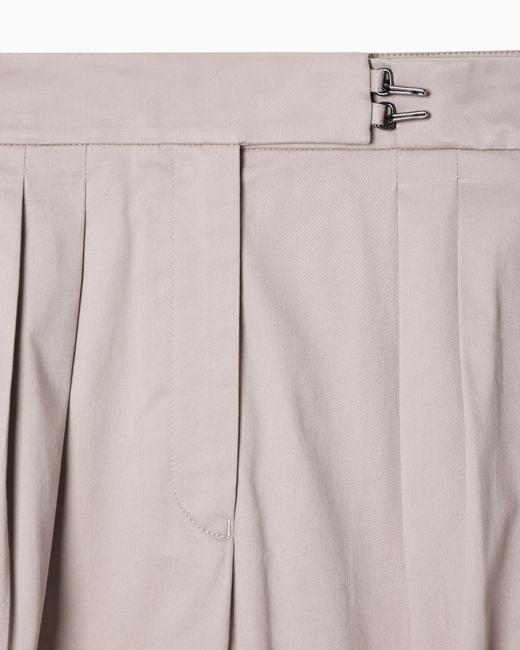 Emporio Armani Natural Brushed Cotton Trousers With Pleats