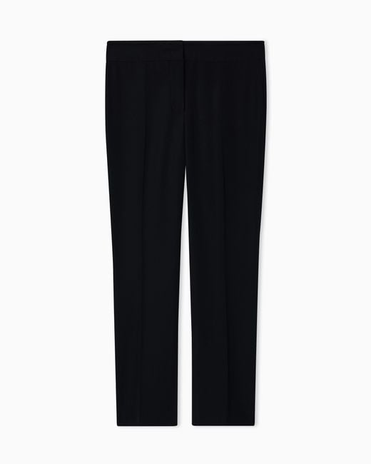 Emporio Armani Black Cropped Trousers With Flared Hem