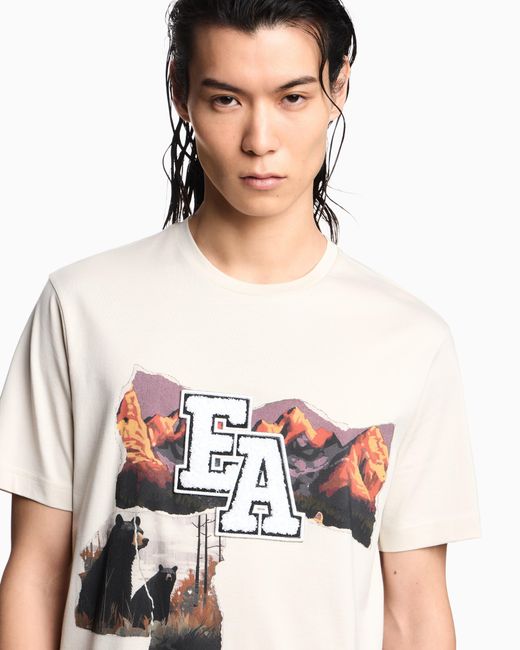 Emporio Armani White Après Mountain-Print Jersey T-Shirt for men