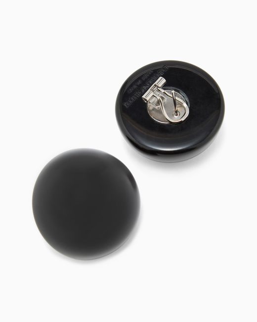 Emporio Armani Black Mother-Of-Pearl Effect Half-Sphere Earrings