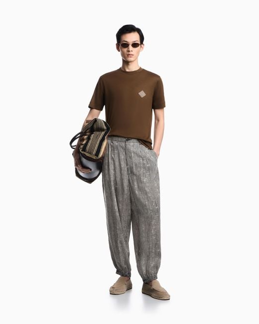 Emporio Armani Brown Slim-Fit Lyocell-Blend Jersey T-Shirt With Logo Patch for men