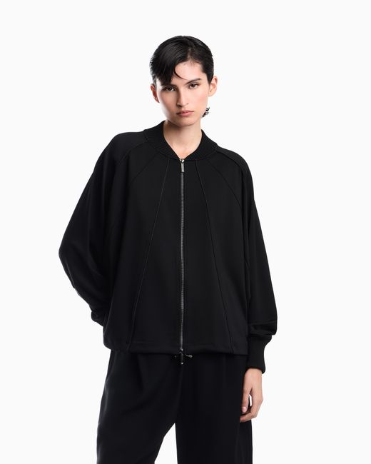 Emporio Armani Black Punto Milano Jersey Blouson Jacket With Drawstring Hem