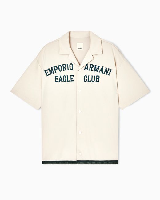 Emporio Armani White Eagle Club Jersey Shirt With Embroidery And Tape for men