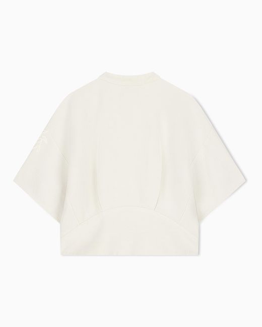 Emporio Armani White Linen-Blend Canvas Shirt Jacket With Embroidery