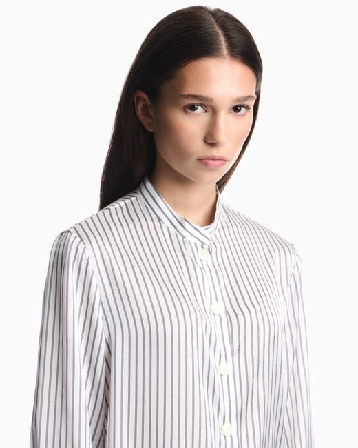 Emporio Armani White Striped Jacquard Shirt