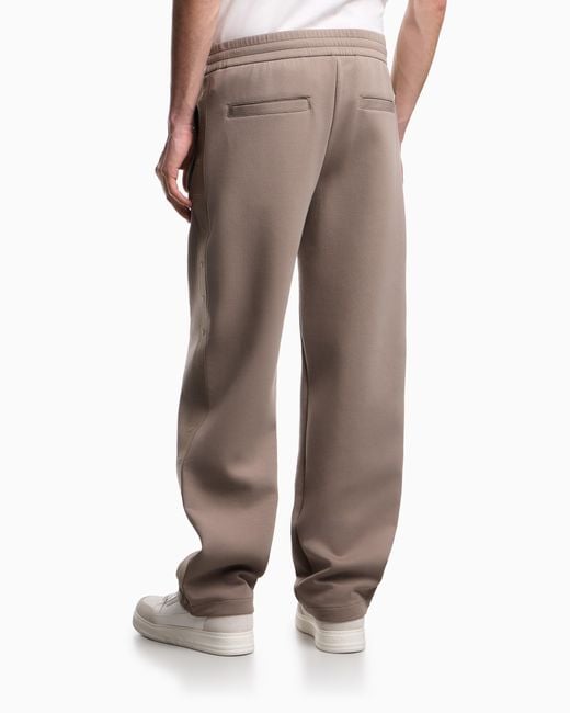 Emporio Armani Brown Double-Jersey Trousers With Micro Eagle Logo Band for men