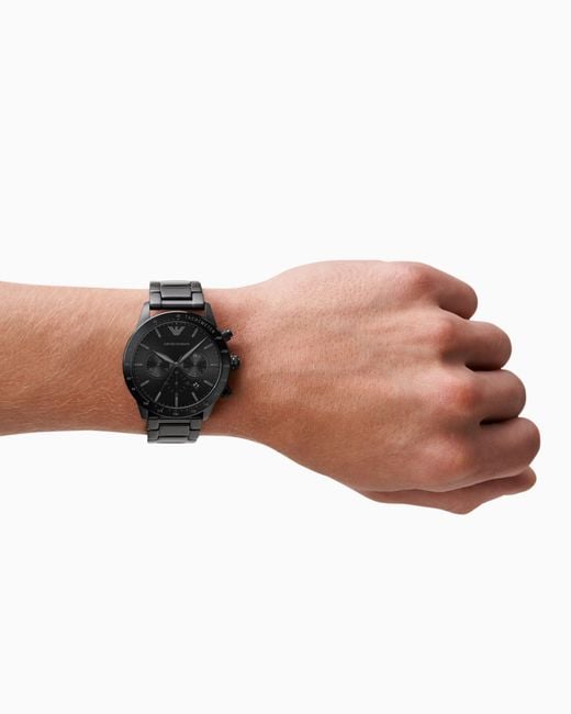 Emporio Armani Chronograph Black Stainless Steel Bracelet Watch 43mm for men