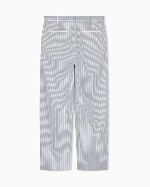 Emporio Armani White Straight-Leg Striped Trousers for men