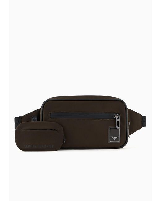 Emporio Armani Black Travel Essentials Nylon Belt Bag for men