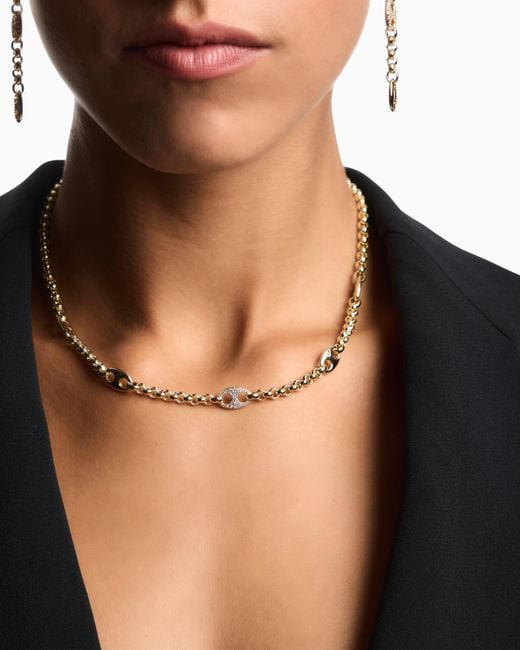 Emporio Armani White Tone Brass Station Necklace
