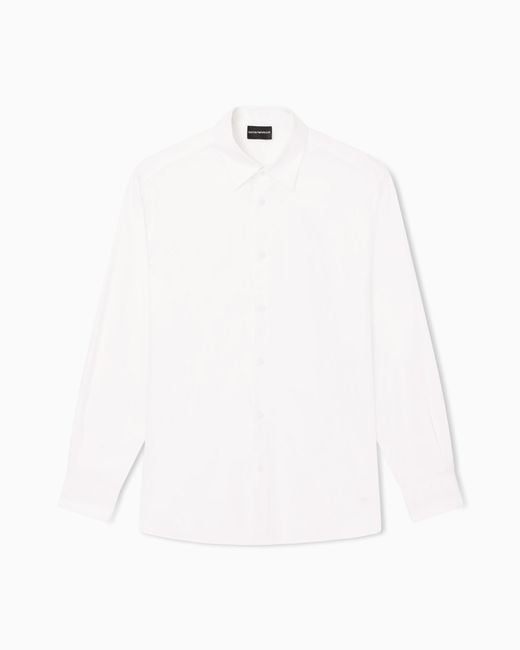 Emporio Armani White Stretch Pima Cotton Shirt for men