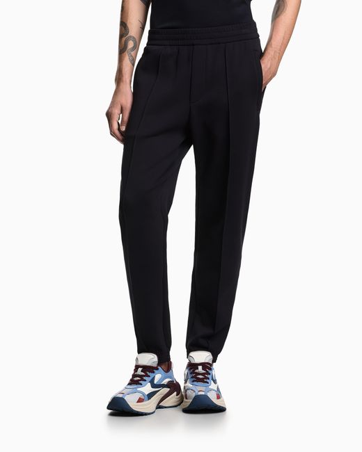Emporio Armani Blue Double Jersey Joggers With Side Zip Pockets Essential for men