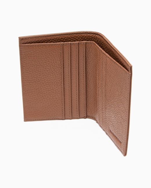 Emporio Armani Brown Tumbled Leather Card Holder for men