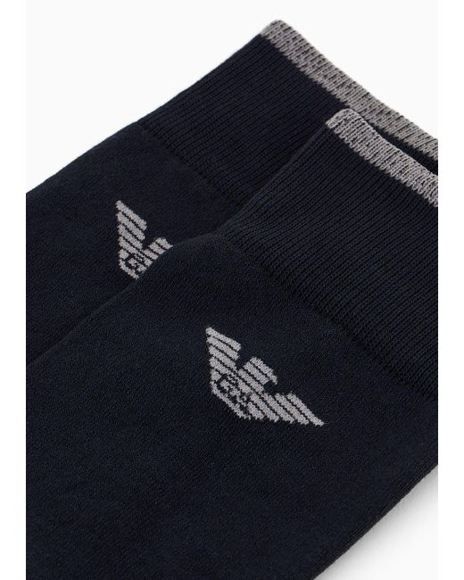 Emporio Armani Blue Lisle Socks With Eagle Logo for men