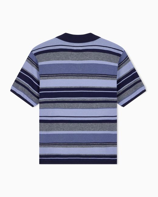 Emporio Armani Blue Knitted Polo Shirts for men