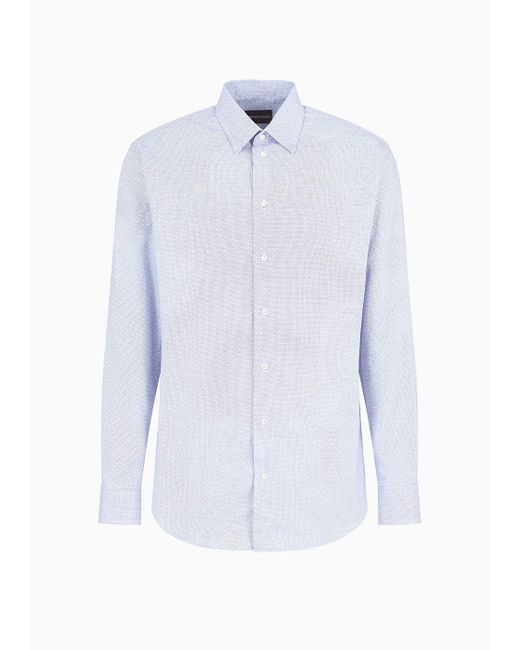 Emporio Armani Hemd Aus Strukturierter Baumwolle in White für Herren