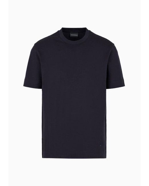 Emporio Armani Blue 3d-effect Asv Embossed Jacquard Jersey T-shirt for men