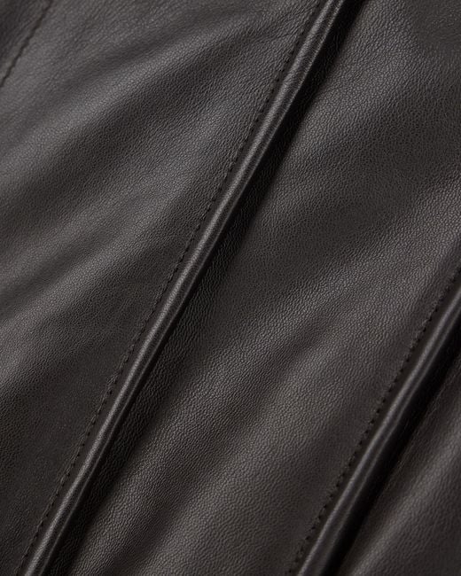 Emporio Armani Gray Cropped Nappa Leather Blouson Jacket With A Stand Collar for men