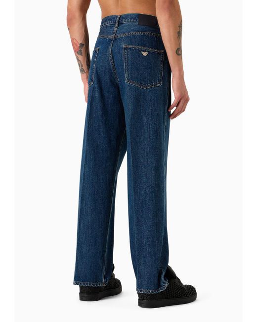Emporio Armani Blue J74 Loose-fit Marbled Denim Jeans for men